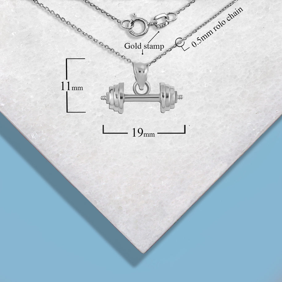 Silver Barbell Weightlifting Fitness Pendant Necklace