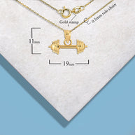 Gold Barbell Weightlifting Fitness Pendant Necklace (Available in Yellow/Rose/White Gold)