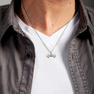 Silver Barbell Weightlifting Fitness Pendant Necklace