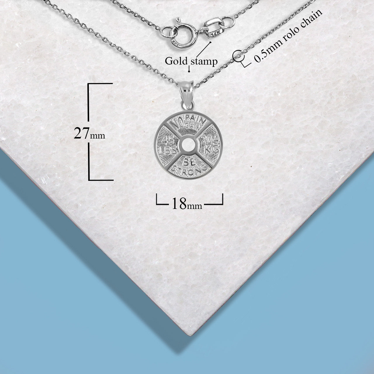 .925 Sterling Silver Dumbbell Weight Plate Fitness Gym Pendant Necklace