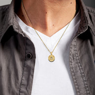 Gold Dumbbell Weight Plate Fitness Gym Pendant Necklace (Available in Yellow/Rose/White Gold)