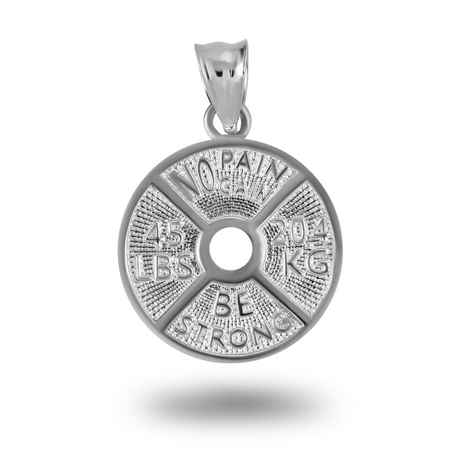 Gold Dumbbell Weight Plate Fitness Gym Pendant Necklace (Available in Yellow/Rose/White Gold)