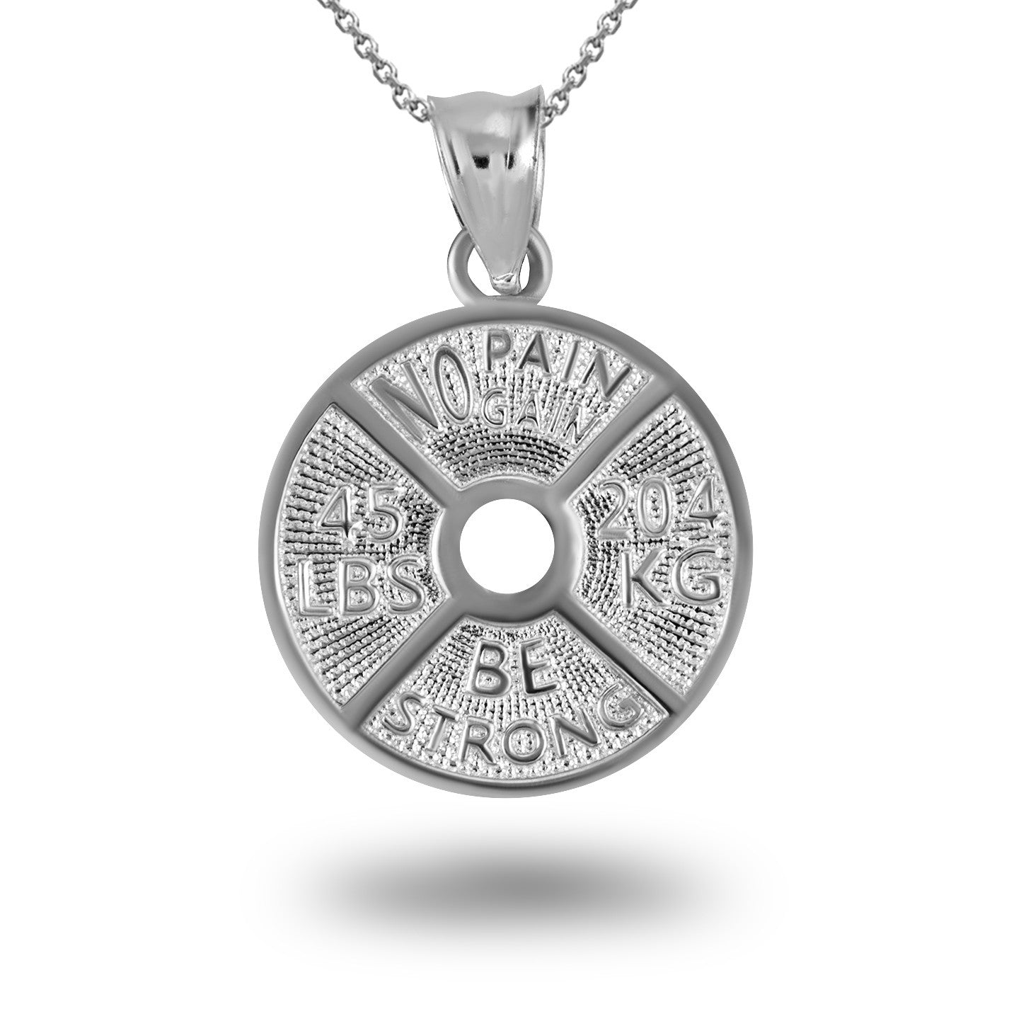 .925 Sterling Silver Dumbbell Weight Plate Fitness Gym Pendant Necklace