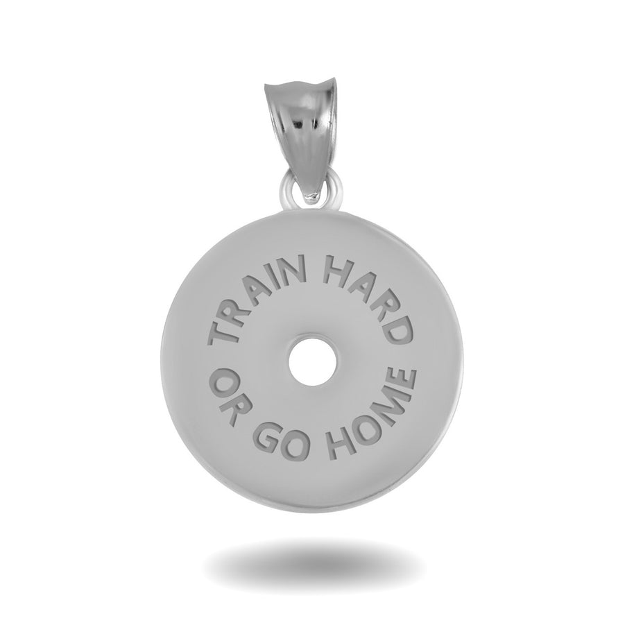 .925 Sterling Silver Dumbbell Weight Plate Fitness Gym Pendant Necklace