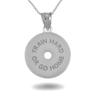 .925 Sterling Silver Dumbbell Weight Plate Fitness Gym Pendant Necklace