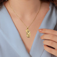Gold Sea Mermaid Ocean Pendant Necklace (Available in Yellow/Rose/White Gold)