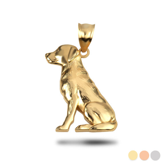 Gold Labrador Retriever Pet Dog Pendant Necklace (Available in Yellow/Rose/White Gold)