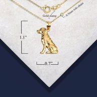 Gold Labrador Retriever Pet Dog Pendant Necklace (Available in Yellow/Rose/White Gold)