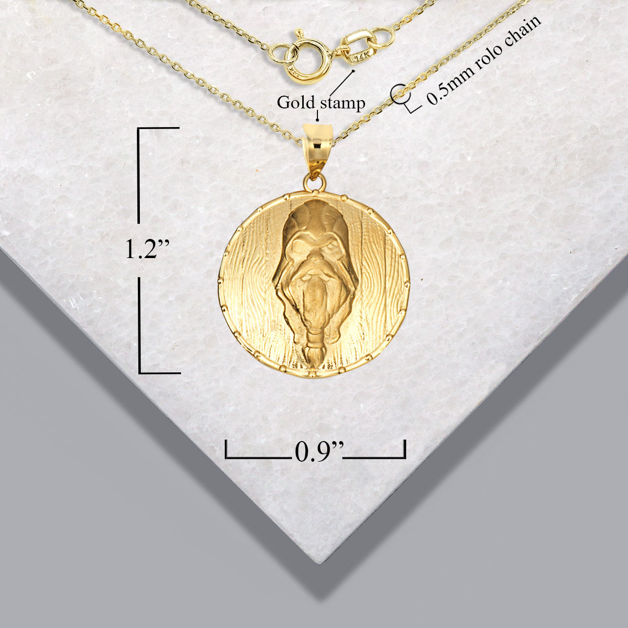 Solid Gold Viking Odin Head Shield Norse Pendant Necklace (Available in Yellow/Rose/White Gold)