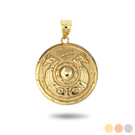 Gold Viking Horseshoe Shield Norse Pendant Necklace (Available in Yellow/Rose/White Gold)