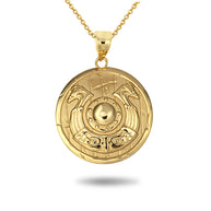 Gold Viking Horseshoe Shield Norse Pendant Necklace (Available in Yellow/Rose/White Gold)