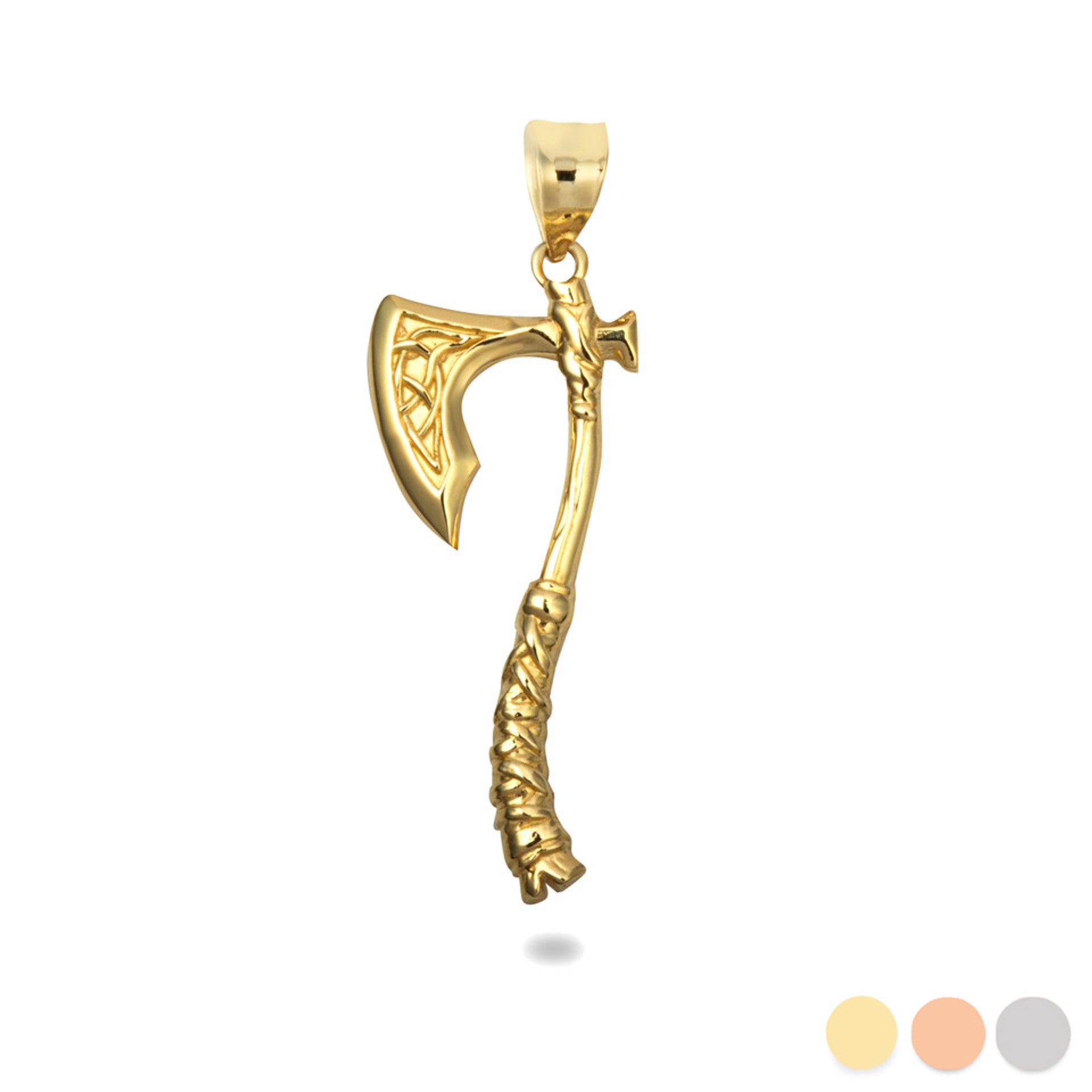 Gold Viking Norse Battle Axe Pendant Necklace (Available in Yellow/Rose/White Gold)