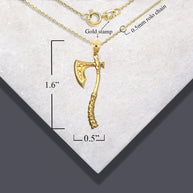 Gold Viking Norse Battle Axe Pendant Necklace (Available in Yellow/Rose/White Gold)