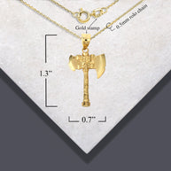 Gold Viking Battle Axe Norse Pendant Necklace (Available in Yellow/Rose/White Gold)