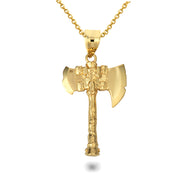 Gold Viking Battle Axe Norse Pendant Necklace (Available in Yellow/Rose/White Gold)