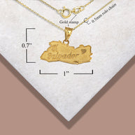 Gold El Salvador Map Heart Pendant Necklace (Available in Yellow/Rose/White Gold)