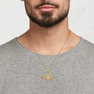 Gold Egyptian Ankh Cross Eye Of Horus Wedjat Winged Goddess Isis Protection Pendant Necklace (Available in Yellow/Rose/White Gold)