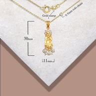 Two-Tone Gold Our Lady Of Guadalupe Rose Flower Pendant Necklace (Available in Yellow/Rose/White Gold).
