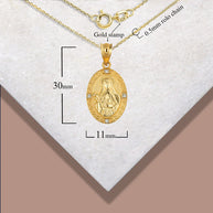 Gold Engravable Patron Saint Therese Of Lisieux Diamond Oval Medallion Pendant Necklace (Available in Yellow/Rose/White Gold)