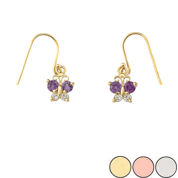 Mini Butterfly with Birthstones Earrings in Gold (Yellow/Rose/White)