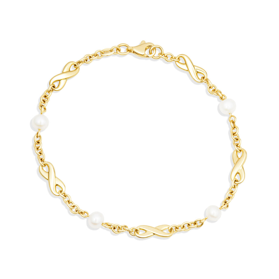Pearl Birthstone Infinity Bracelet in 14K Gold