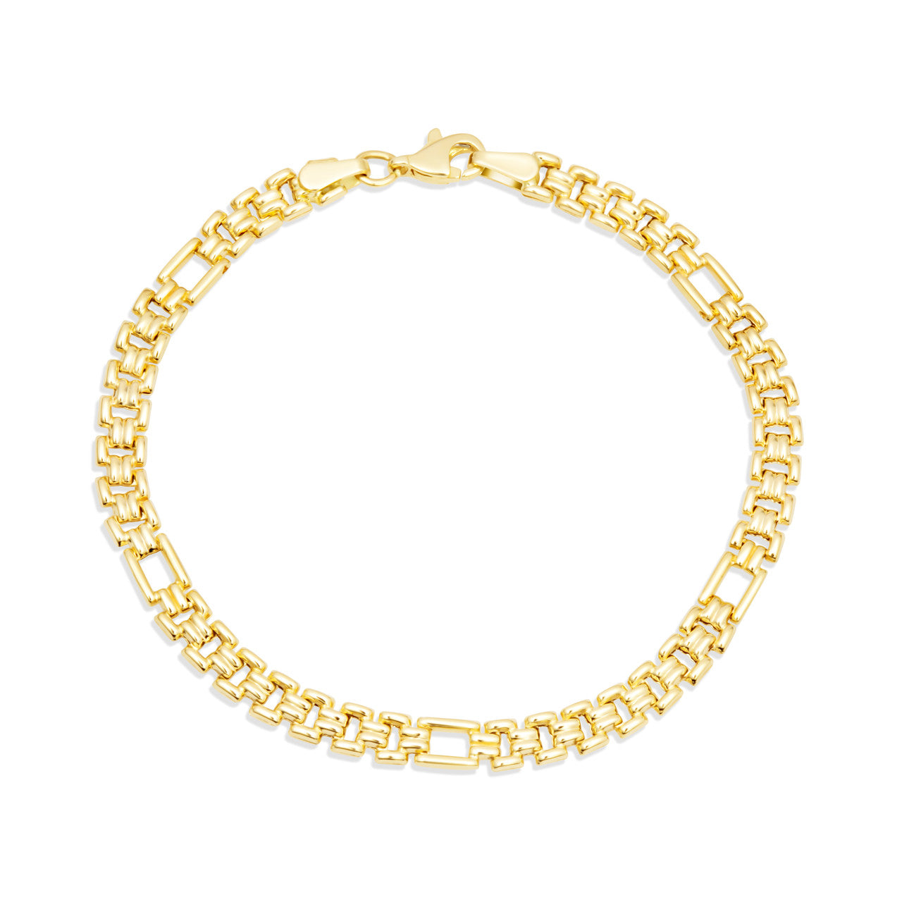 14k Solid Gold Railroad Chain Link Bracelet