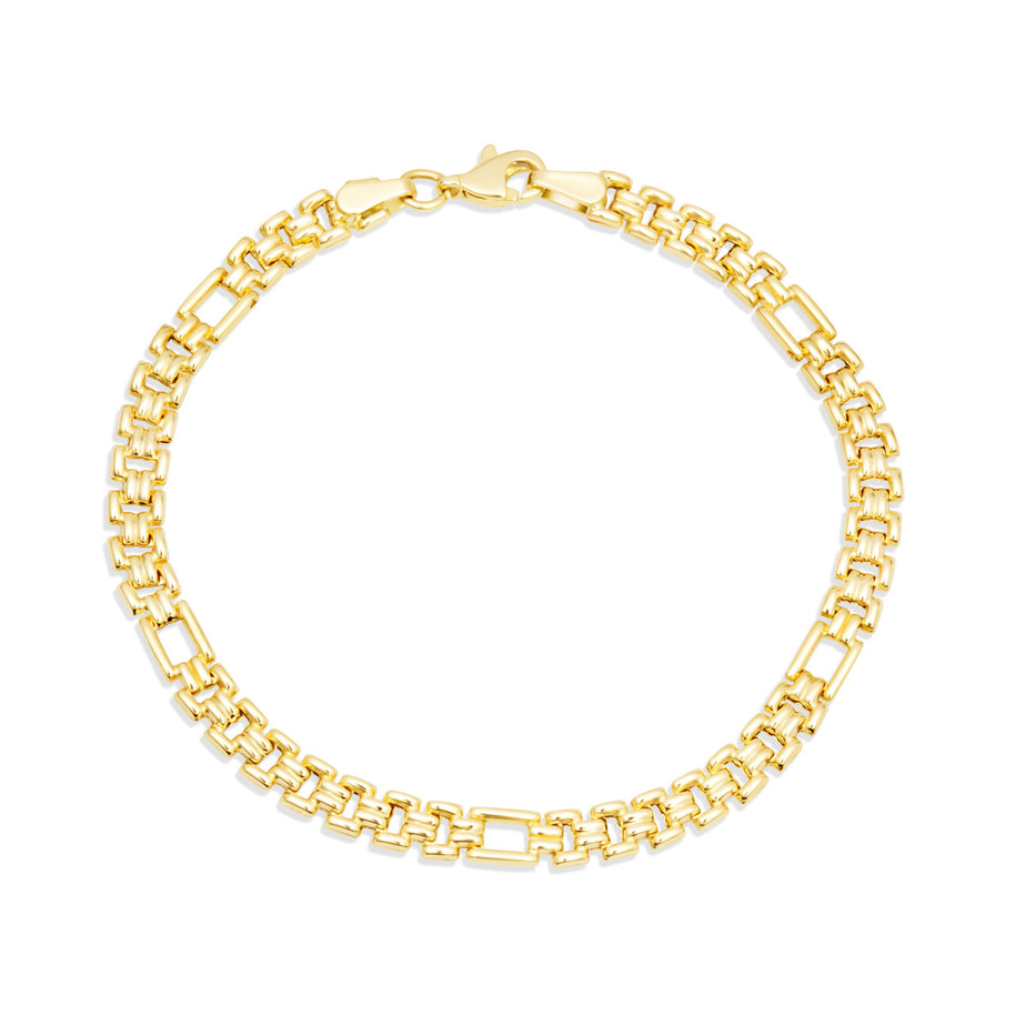 14k Solid Gold Railroad Chain Link Bracelet
