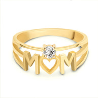 Gold Personalized Mom Heart 1 Birthstone Mother's Ring (Available in Yellow/Rose/White Gold)
