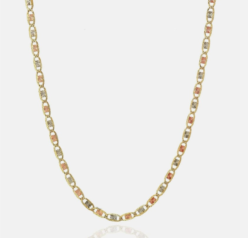 14K Gold Tri Color Valentino Chain