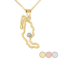 Gold Diamond Mexico Map Pendant Necklace (Available in Yellow/Rose/White Gold)