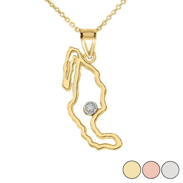 Gold Diamond Mexico Map Pendant Necklace (Available in Yellow/Rose/White Gold)