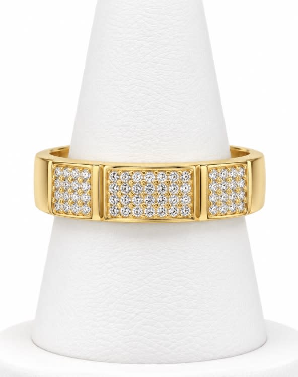 10K Yellow Gold Men's Rectangular Pavé Panel Band