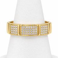 10K Yellow Gold Men's Rectangular Pavé Panel Band