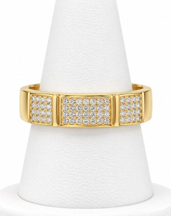 10K Yellow Gold Men's Rectangular Pavé Panel Band