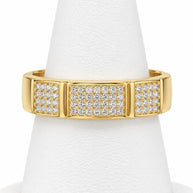 10K Yellow Gold Men's Rectangular Pavé Panel Band