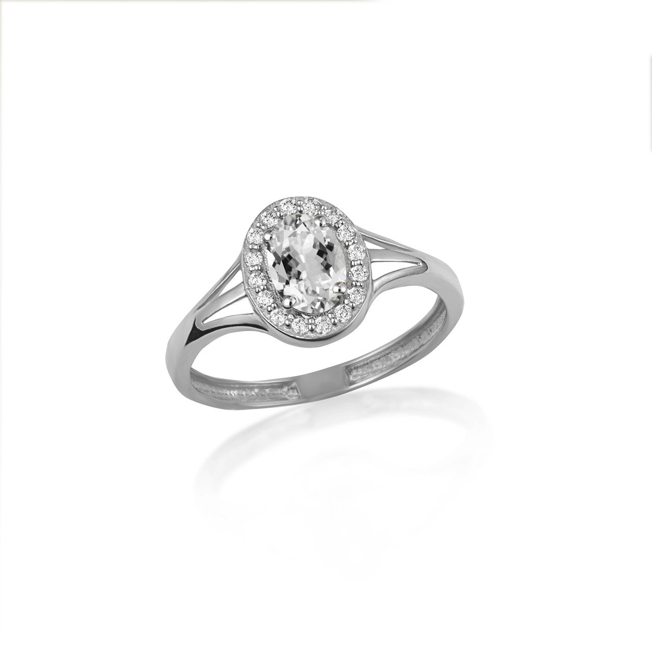 .925 Sterling Silver Custom Oval Birthstone Cubic Zirconia Halo Ring