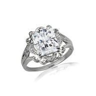 .925 Sterling Silver Custom Radiant Cut Birthstone Victorian Filigree Ring