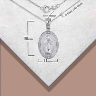 .925 Sterling Silver Engravable Patron Saint Dominic de Guzman Cubic Zirconia Oval Medallion Pendant Necklace