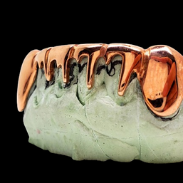 Custom Grillz 925 Solid Sterling Silver Dripping Style Grillz (Yellow Rose Silver)
