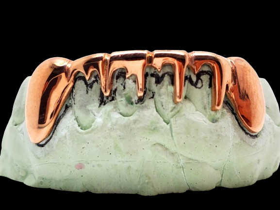 Custom Grillz 925 Solid Sterling Silver Dripping Style Grillz (Yellow Rose Silver)