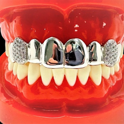 Custom-fit Moissanite Solid 925 Sterling Silver Iced out FANGS Honey Comb Grillz - TYS GRILLZ