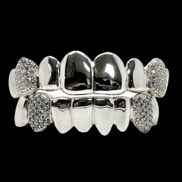 Custom-fit Moissanite Solid 925 Sterling Silver Iced out FANGS Honey Comb Grillz - TYS GRILLZ