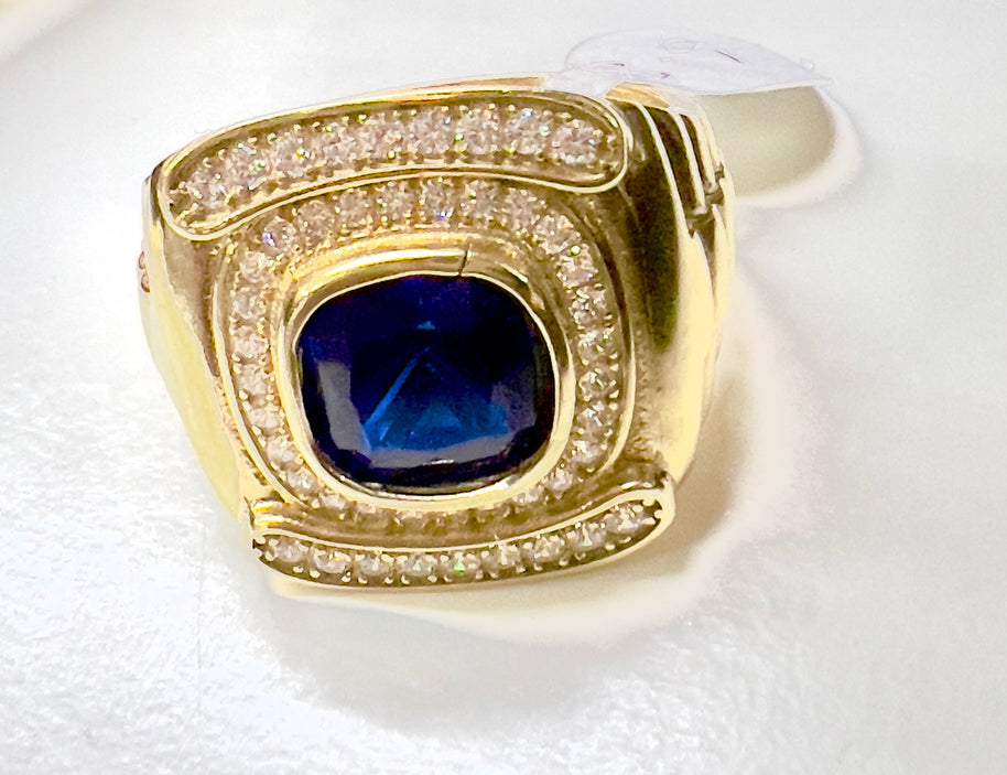 10k Gold Ring Men - Blue Stone TYS 1074