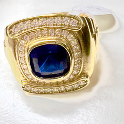 10k Gold Ring Men - Blue Stone TYS 1074