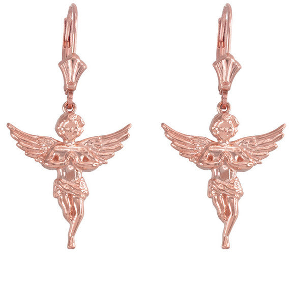 Gold Textured Praying Angels Earrings(Available in Yellow/Rose/White Gold)