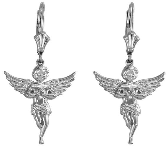 Gold Textured Praying Angels Earrings(Available in Yellow/Rose/White Gold)