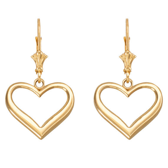 Gold Polished Open Heart Earrings(Available in Yellow/Rose/White Gold)
