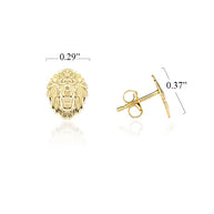 Yellow Gold Roaring Lion Stud Earrings