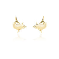 Yellow Gold Sea Shark Stud Earrings