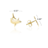 Yellow Gold Sea Shark Stud Earrings